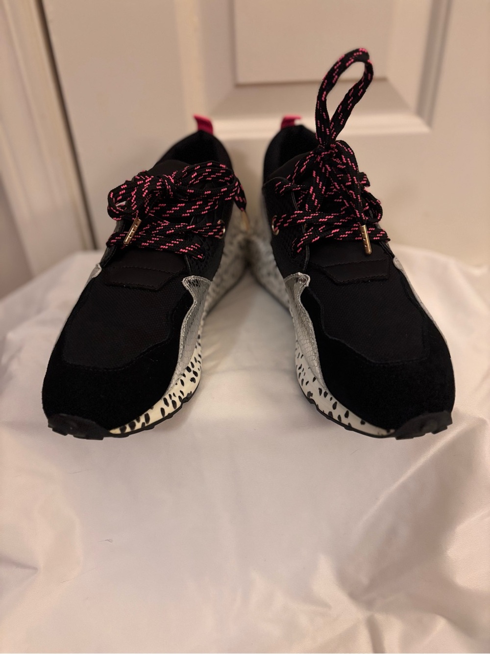 Steve Madden Black Sneakers with Pink Accent Laces